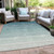 3' X 5' Teal Blue And Ivory Ombre Washable Indoor Outdoor Area Rug