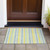 2' X 3' Blue and Yellow Striped Washable Non Skid Indoor Outdoor Area Rug