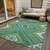 5' X 8' Lime Green Aqua And Ivory Tribal Washable Indoor Outdoor Area Rug