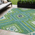 5' X 8' Lime Green Aqua And Ivory Tribal Washable Indoor Outdoor Area Rug