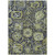 3' X 5' Fern Green And Blue Damask Washable Indoor Outdoor Area Rug