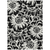 5' X 8' Black and Ivory Floral Washable Non Skid Indoor Outdoor Area Rug