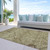 5' X 8' Brown Beige And Artichoke Green Floral Washable Indoor Outdoor Area Rug