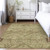 5' X 8' Brown Beige And Artichoke Green Floral Washable Indoor Outdoor Area Rug