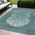 5' X 8' Dark Green Aqua And Ivory Abstract Washable Indoor Outdoor Area Rug