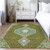 3' X 5' Olive Green Pink And Ivory Oriental Washable Indoor Outdoor Area Rug