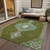 3' X 5' Olive Green Pink And Ivory Oriental Washable Indoor Outdoor Area Rug