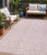 5' X 8' Pink And Ivory Damask Washable Indoor Outdoor Area Rug