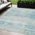 5' X 8' Teal Blue Aqua And Ivory Abstract Washable Indoor Outdoor Area Rug - Teal Blue, Aqua, Ivory