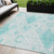 5' X 8' Teal Blue Aqua And Ivory Moroccan Washable Indoor Outdoor Area Rug