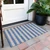2' X 3' Tan Striped Washable Non Skid Indoor Outdoor Area Rug