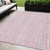 5' X 8' Pink And Ivory Striped Washable Indoor Outdoor Area Rug