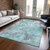 5' X 8' Teal Blue And Gray Floral Washable Indoor Outdoor Area Rug - Teal Blue, Gray