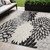 5' X 8' Black And White Floral Indoor Outdoor Area Rug