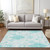 3' X 5' Teal Blue Aqua And Ivory Moroccan Washable Indoor Outdoor Area Rug