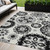 5' X 8' Black Gray And Silver Floral Medallion Washable Indoor Outdoor Area Rug - Black, Gray, Silver