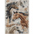 3' X 5' Beige Charcoal And Brown Horse Washable Indoor Outdoor Area Rug