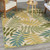 4' X 6' Green Ivory Blue And Yellow Palm Leaf Indoor Outdoor Area Rug