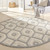 8' Cream And Gray Round Geometric Indoor Outdoor Area Rug