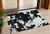 3' X 5' Black And Ivory Abstract Washable Indoor Outdoor Area Rug Transitional Style - Black, Ivory Color