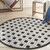 5' Black And White Round Geometric Indoor Outdoor Area Rug