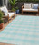 5' X 8' Aqua And Ivory Plaid Washable Indoor Outdoor Area Rug