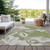 3' X 5' Olive Green Taupe And Beige Floral Washable Indoor Outdoor Area Rug