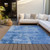 3' X 5' Navy Blue And Ivory Abstract Washable Indoor Outdoor Area Rug Transitional Style - Navy Blue, Ivory Color