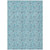 3' X 5' Aqua Blue And Silver Floral Washable Indoor Outdoor Area Rug