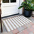 2' X 3' Taupe and White Striped Washable Indoor Outdoor Area Rug