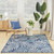 5' X 7' Navy Blue Sky Blue And Ivory Palm Leaf Indoor Outdoor Area Rug