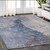 5' X 8' Navy Blue And Gray Abstract Washable Indoor Outdoor Area Rug