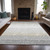 5' X 8' Silver Gray And Beige Striped Washable Indoor Outdoor Area Rug