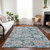3' X 5' Teal Blue And Sky Blue Floral Washable Indoor Outdoor Area Rug