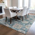 3' X 5' Teal Blue And Sky Blue Floral Washable Indoor Outdoor Area Rug