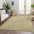 3' X 5' Tan And Beige Floral Washable Indoor Outdoor Area Rug