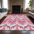 3' X 5' Pink Mauve And Orange Ikat Washable Indoor Outdoor Area Rug