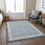 3' X 5' Navy Blue And Denim Blue Striped Washable Indoor Outdoor Area Rug