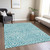 5' X 8' Teal Blue And Ivory Abstract Washable Indoor Outdoor Area Rug - Teal Blue, Ivory