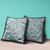 18" x 18" Black and Gray Blown Seam Floral Indoor Outdoor Throw Pillow