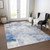 3' X 5' Denim Blue Gray And Ivory Abstract Washable Indoor Outdoor Area Rug