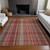 3' X 5' Red Orange and Brown Plaid Washable Non Skid Indoor Outdoor Area Rug