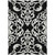 5' X 8' Black And Ivory Damask Washable Indoor Outdoor Area Rug