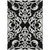 5' X 8' Black And Ivory Damask Washable Indoor Outdoor Area Rug