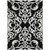 5' X 8' Black And Ivory Damask Washable Indoor Outdoor Area Rug