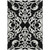 5' X 8' Black And Ivory Damask Washable Indoor Outdoor Area Rug