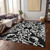 5' X 8' Black And Ivory Damask Washable Indoor Outdoor Area Rug