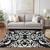 5' X 8' Black And Ivory Damask Washable Indoor Outdoor Area Rug