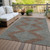 3' X 5' Brown And Aqua Geometric Washable Indoor Outdoor Area Rug