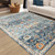 2' x 3' Blue and Orange Floral Stain Resistant Indoor Outdoor Area Rug - 606114881599